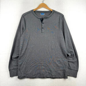 J Crew Mens Large Long Sleeve Striped Henley Button T Shirt Preppy